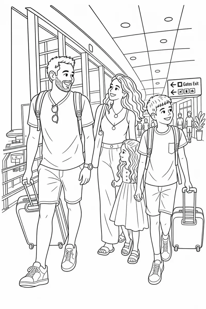 La même photo redessinée en coloriage par nos modèles d'IA