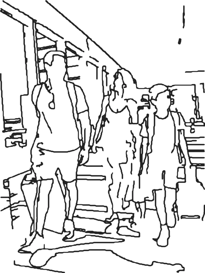 La photo de l'aéroport convertie en coloriage par le tracé automatique